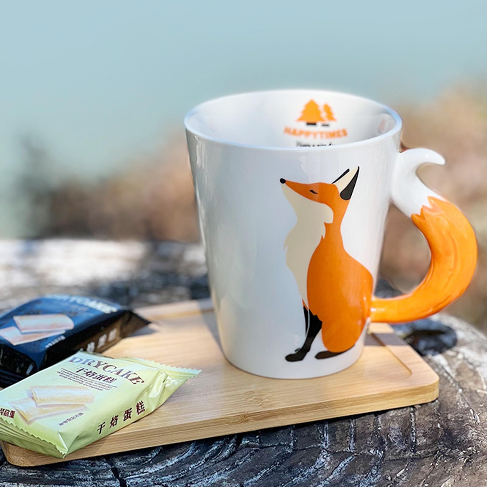 360 ml vos mok, keramische koffiemok 3D dier, met lepel, cadeau voor verjaardag, eerste schooldag, Kerstmis, jubileum
