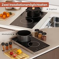 Gudsunal 2 zónás üvegkerámia főzőlap 3000W érintésvezérlés időzítővel 4