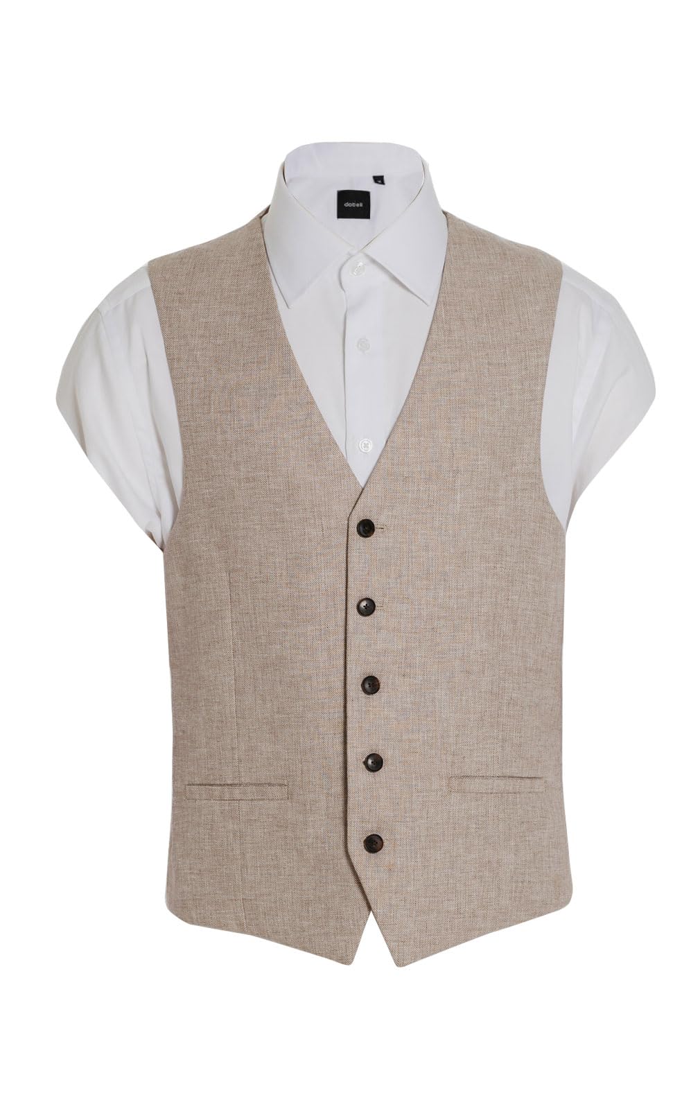 Dobell Mens Sand Waistcoat Lightweight Linen Cotton Blend Regular Fit-2XL (50-52in)