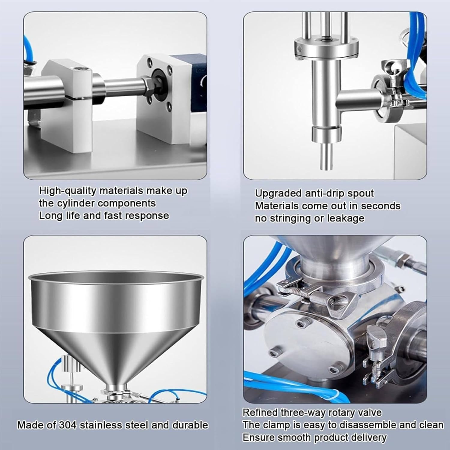 Pneumatic Liquid Paste Filling Machine，Pneumatic Bottle Filling Machine with 0.4-0.9mp Air Pressure, Bottle Filler for Perfume/Drink/Water(Liquid,200ml)