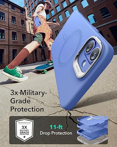 Vista 289 de ESR - Funda para iPhone 15 compatible con MagSafe, funda protectora de grado militar con soporte integrado, cubierta trasera resistente a