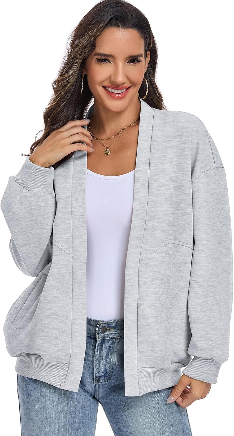 Women's Oversized Cardigan Loose Lightweight Open Front Sweatshirt Casual Long Sleeve Athletic Jackets
