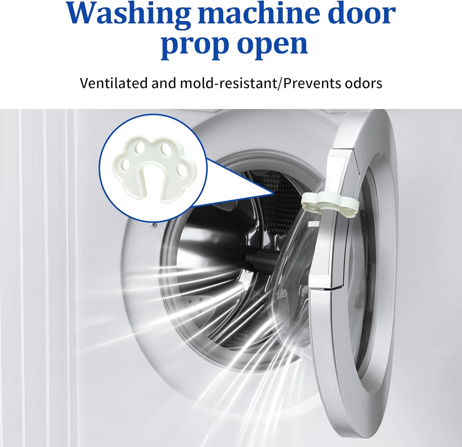 2 Pack Front load Washer Door Prop, Easy to Use Washing Machine Door Prop Stopper, Fits Washer Dishwasher Dryer Door Prop Open Keep for Proper Ventilation & Drying, Silicone Laundry Accessories, White image 2 of 7 B0DSQYH6ZP