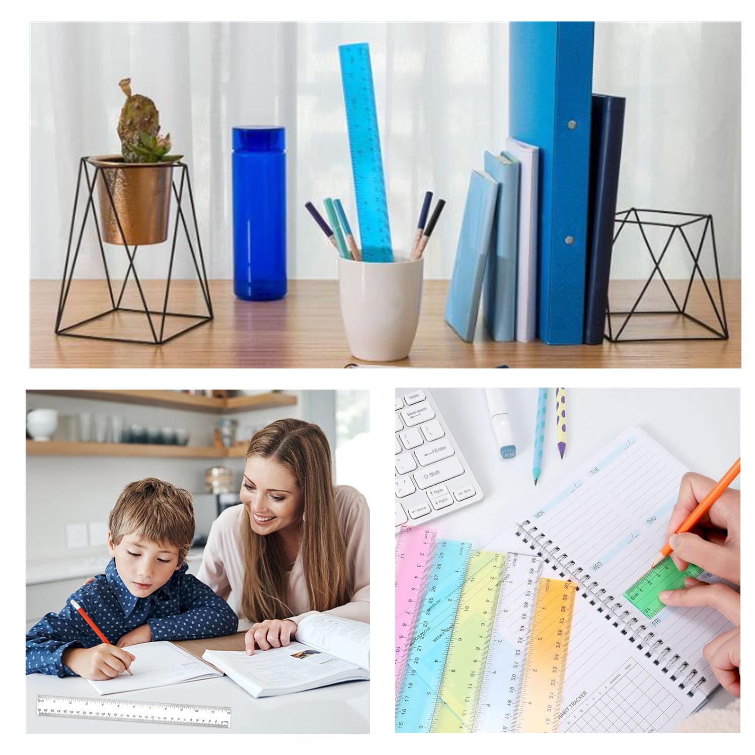 Righelli In Plastica 30 Cm - 4 Pezzi Colorati Per Scuola E Ufficio - Foto 2