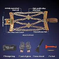 Oziral Hólánc Szett 4db - Állítható Acél Hóláncok 165-275mm Abroncsokhoz Autókhoz, Terepjárókhoz, Kisteherautókhoz - Hólapáttal és Kesztyűve 8
