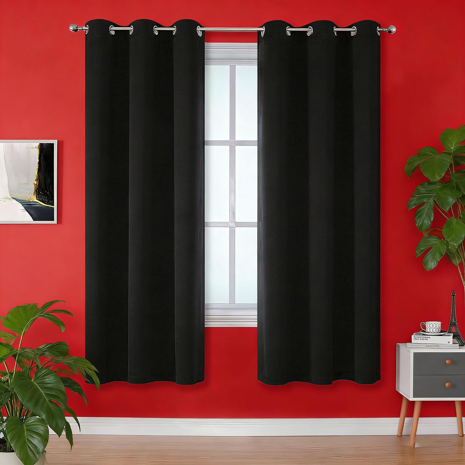 Rideau thermique isolant anti froid et chaleur noir 230x160 pour fenètre