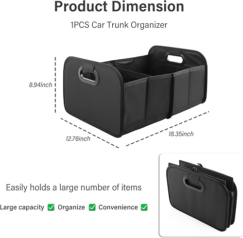 Miniatura 2 de Organizador de maletero de gran capacidad para automóvil, organizador plegable de múltiples compartimentos para guardar herramientas, juguetes,