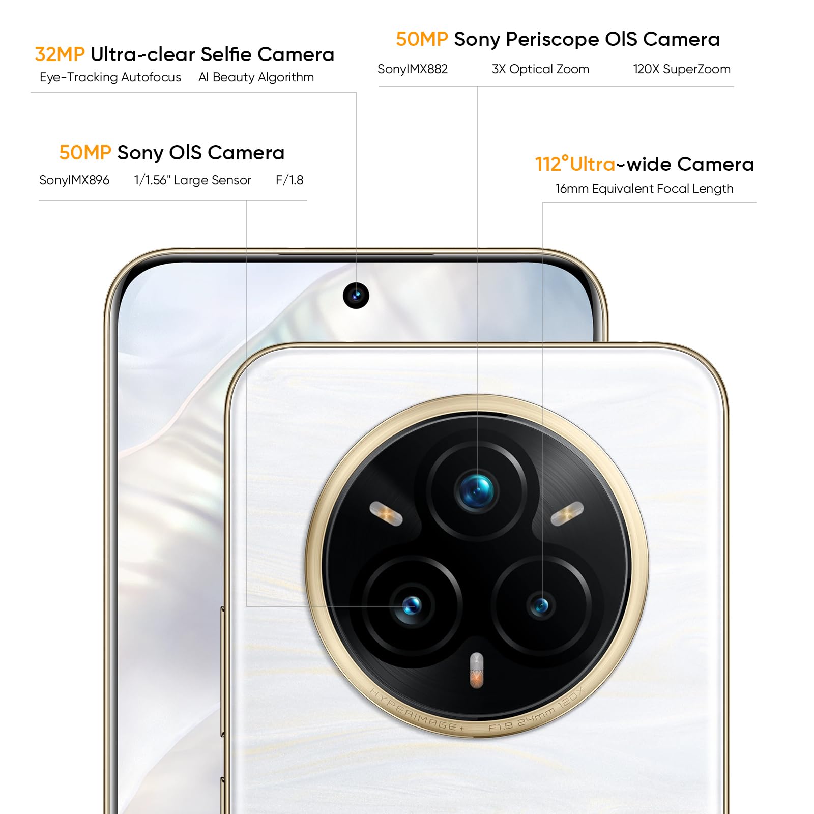 realme 14 Pro+ 5G Smartphone, 50MP +50MP Fotocamera, 120Hz 6.83'' Quad Curve Display, Snapdragon 7s Gen 3 processore, 5000mAh Titan Batteria (Nero)