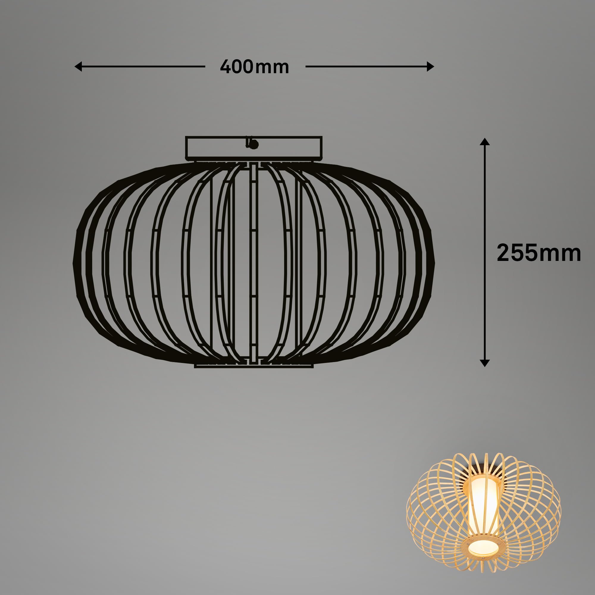 BRILONER Bambusowa lampa sufitowa do salonu, lampa sufitowa z drewna, lampa do salonu, lampa do salonu, boho, dekoracja sypialni, oprawa E27, 40 cm