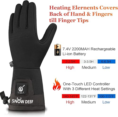 Miniatura 3 de Guantes térmicos para hombres y mujeres, batería recargable, para motocicleta, esquí, calentador de nieve, guantes para artritis