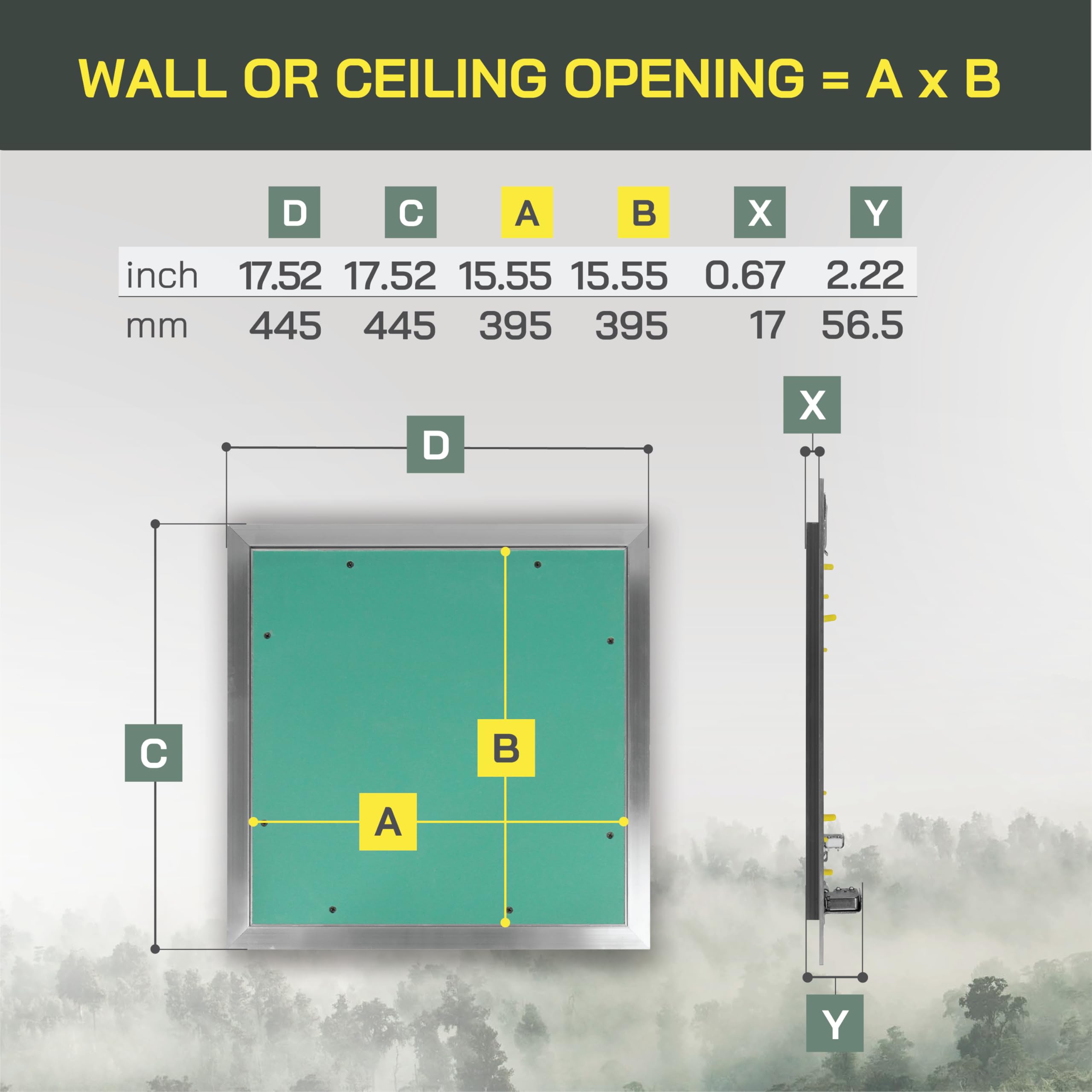 Vent Systems 40 x 40 cm Revisionsklappe Trockenbau – Revisionstür mit Click-to-Open Funktion und mit Sicherheitsseil – Revisionsklappe mit Aluminiumrahmen, Gipskartonplatte für Sanitär, Elektro, HVAC