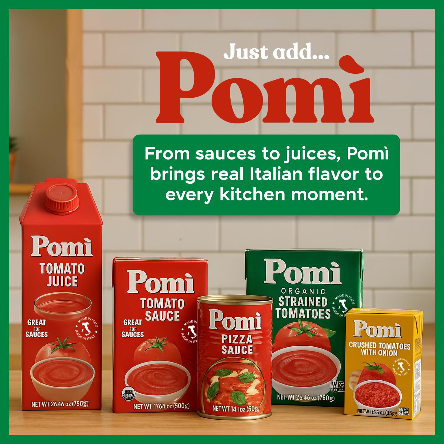 Pomì Crushed Tomatoes with Garlic 13.8oz (Pack of 12) - No Salt Added, No Additives or Preservatives, GMO-Free, Gluten-Free, Made from 100% Fresh Italian Tomatoes, BPA-Free
