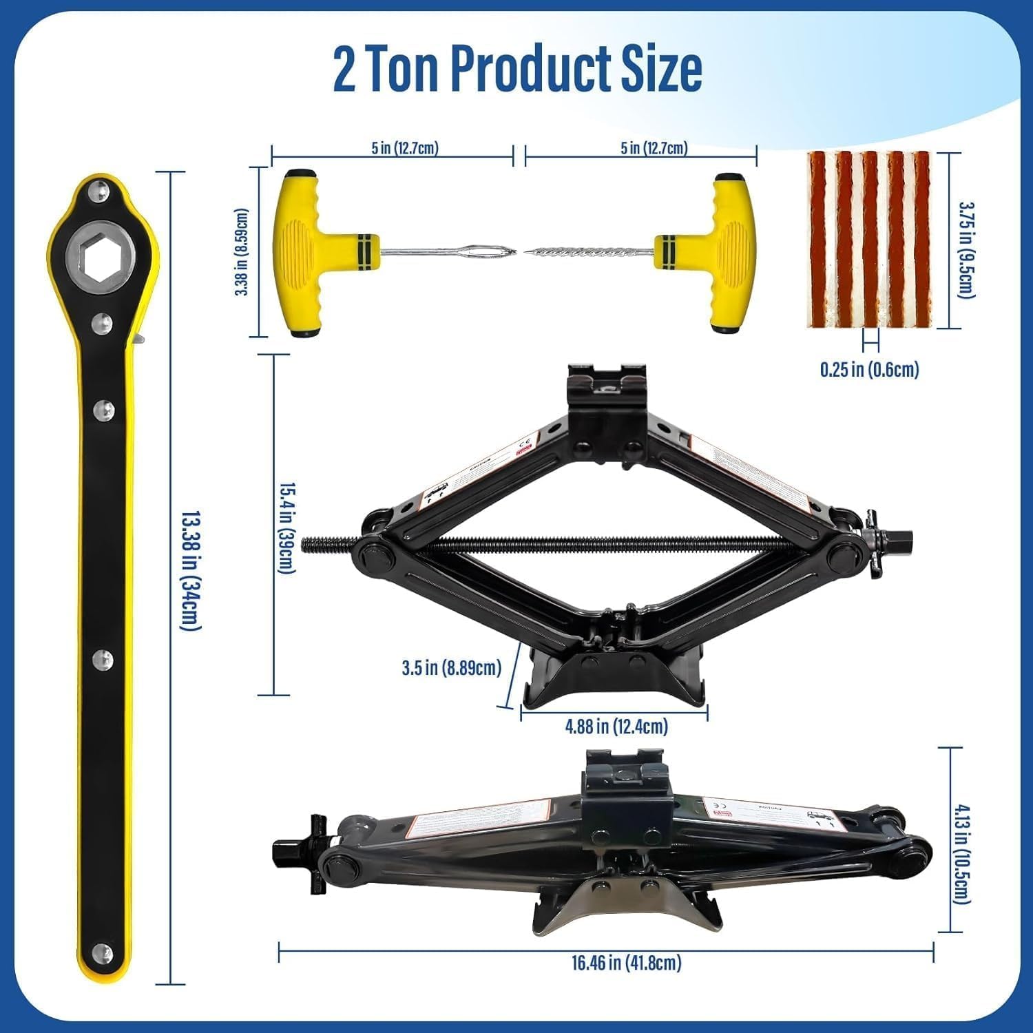 Scissor Jack Kit, Compact Car Jack, Scissor Lift Jack with Smart Ratchet Wrench,Tire Changing Kit for Auto SUV, RV, MPV, 2 Ton (4409 lbs)