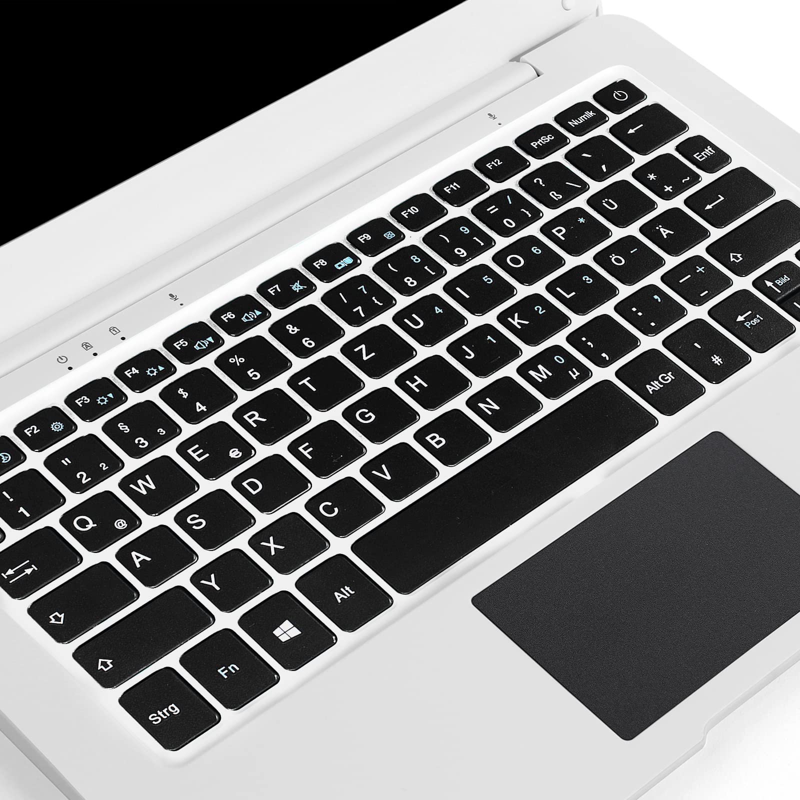 Bigmachine Computer Laptop Mini 10,1 Zoll 32 GB Windows 10 ultradünnes und leichtes Netbook Quad Core PC HDMI USB Webcam Netflix YouTube QWERTZ Layout (Weiß)