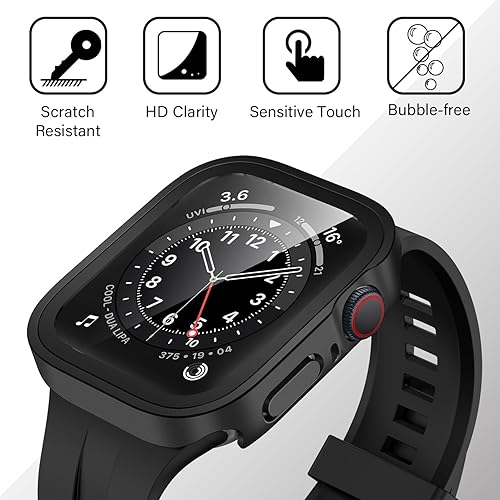 Miniatura 6 de Amizee Paquete de 2 fundas compatibles con Apple Watch de 1.732 pulgadas Series 654SE con protector de pantalla integrado, borde recto de