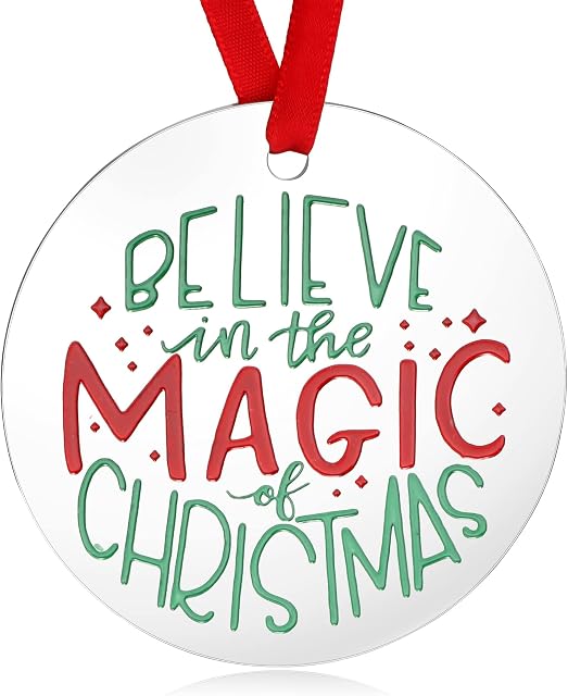 Stainless Steel Xmas Ornaments Christmas 2021 Family Decorations Religious Gifts for Christ Empowered Jesus Gifts Believe in The Magic of Christmas