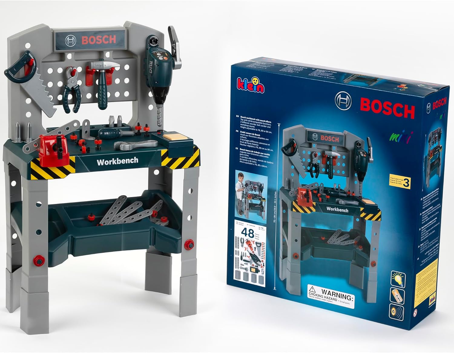 Klein Theo Bosch Adjustable Height Toy Workbench with Sound