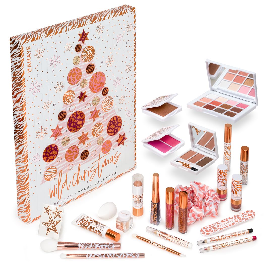 LAHAYE Beauty Adventskalender 2025 WILD X-MAS – Weihnachtskalender für Frauen, 24 luxuriöse Make-Up Überraschungen, Vegan & tierversuchsfrei, Limitierte Edition