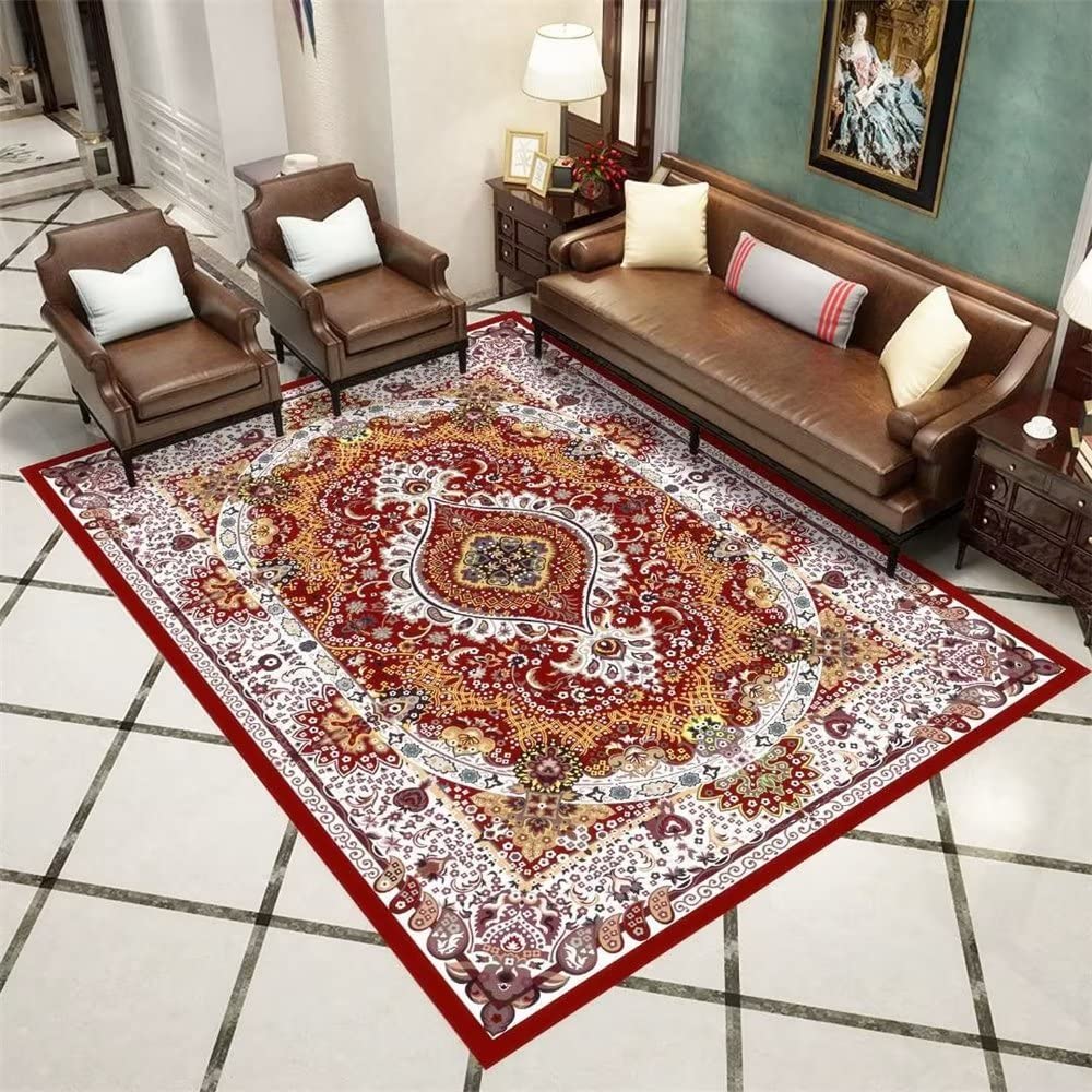 Tapis de chambre durable rouge et floral pour créer un coin cosy et rétro