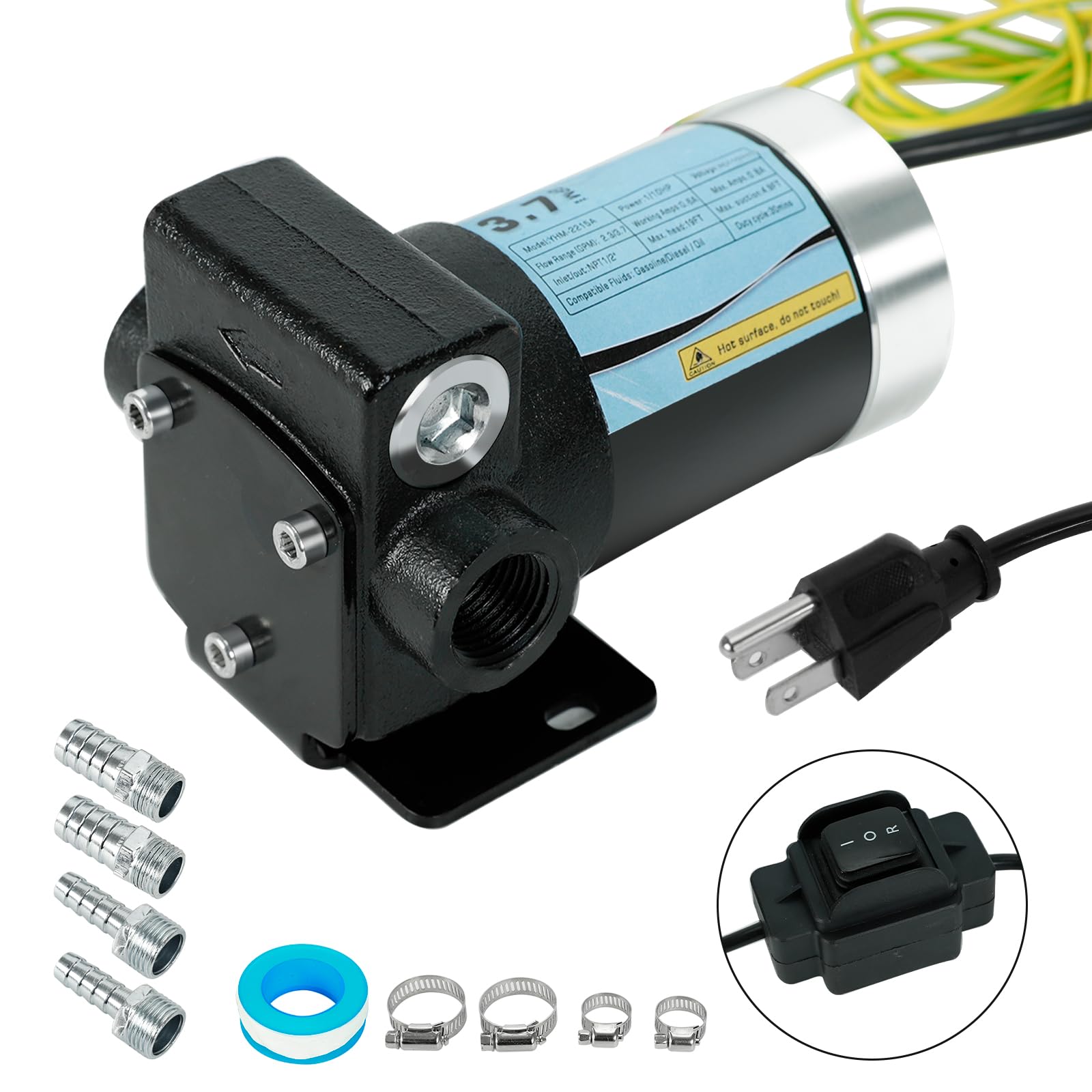 Sponsored Ad - 110V Gasoline Oil Fuel Transfer Pump with Connection Cables, Upgraded Reversible Pumping, Thermal Protection, Switch Control, for Gasoline Diesel Kerosene