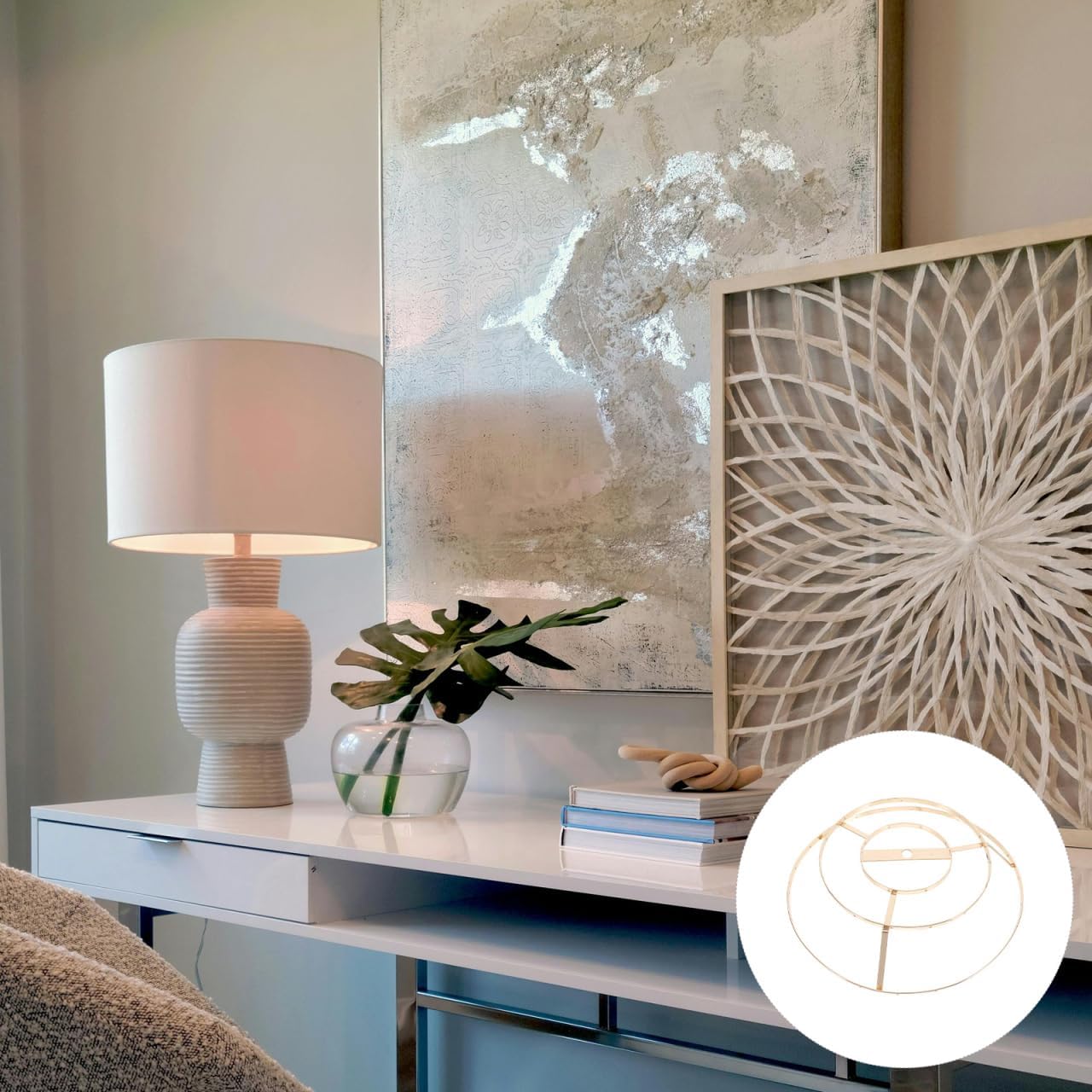 Wire Lamp Shade Rings Drum Lamp Shade Strong Frame Lampshade Bracket Kit with US Style Spider Fitter for DIY Table Floor Pendant Lights Metal