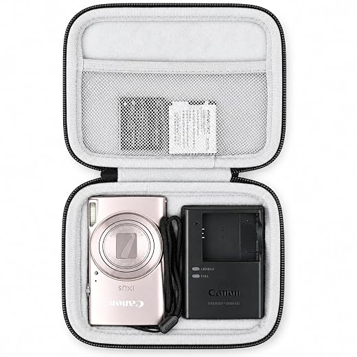 khanka Hard Camera Case for Canon PowerShot ELPH 180/190/360, Protective Travel Carrying Bag with Shockproof EVA Storage (Black)