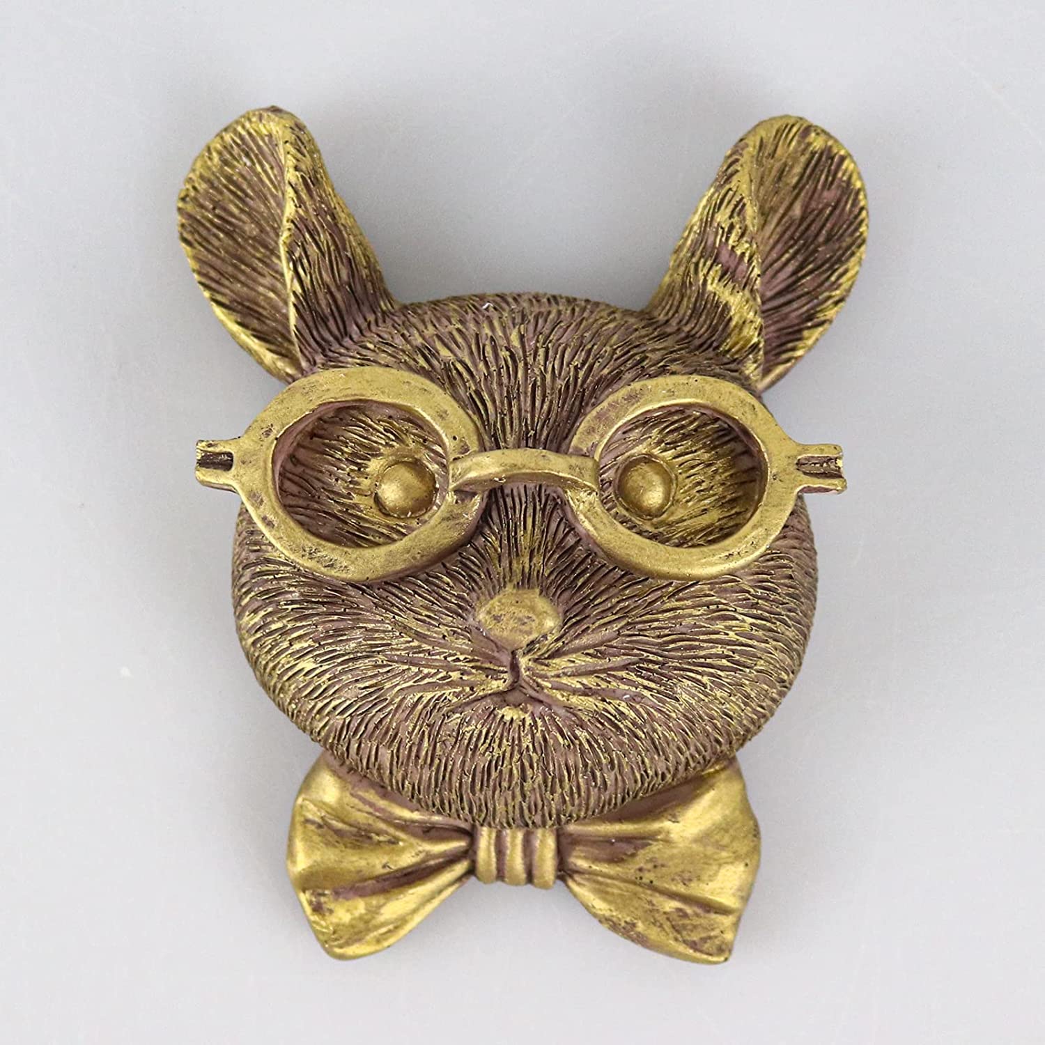 gresonic Adorno de montaje en pared con cabeza de ratón 3D, cabezas de animales para esculturas de arte de pared, decoración de pared impermeable, decoraciones de resina bronceada para el hogar