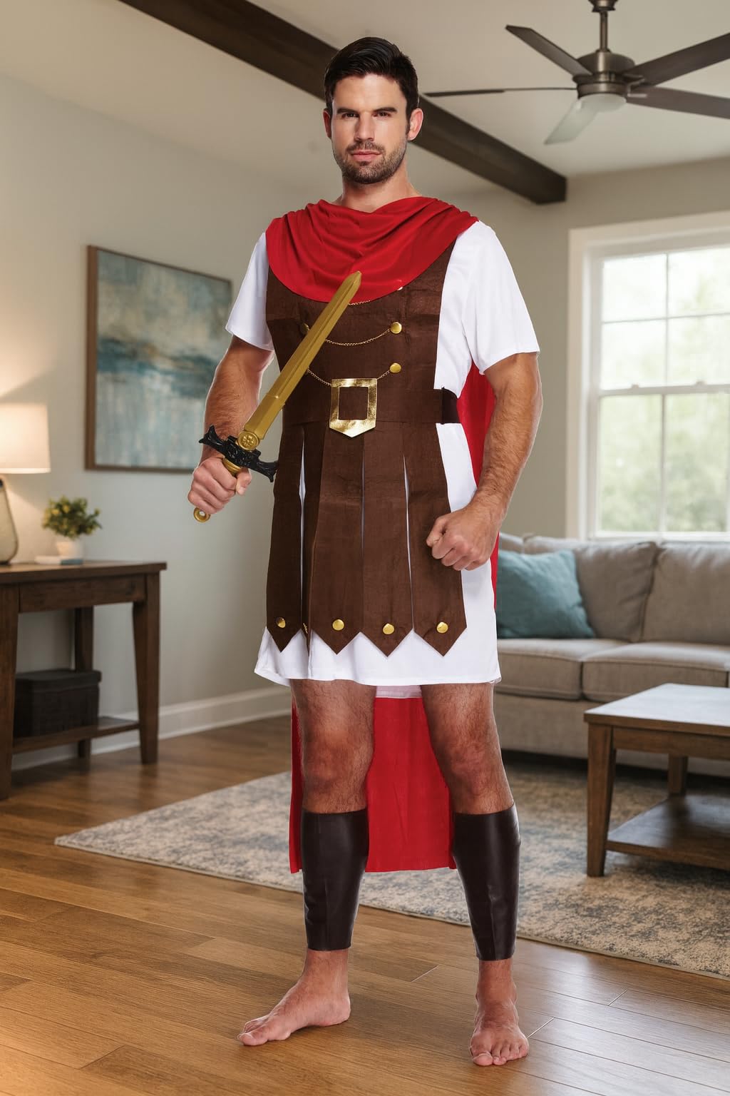 HENBRANDT Adult Men’s Roman General Fancy Dress Costume Spartan Fighter Roman Gladiator Centurion Cosplay Historical Dress Up Outfit Mens Fancy Dress Costume