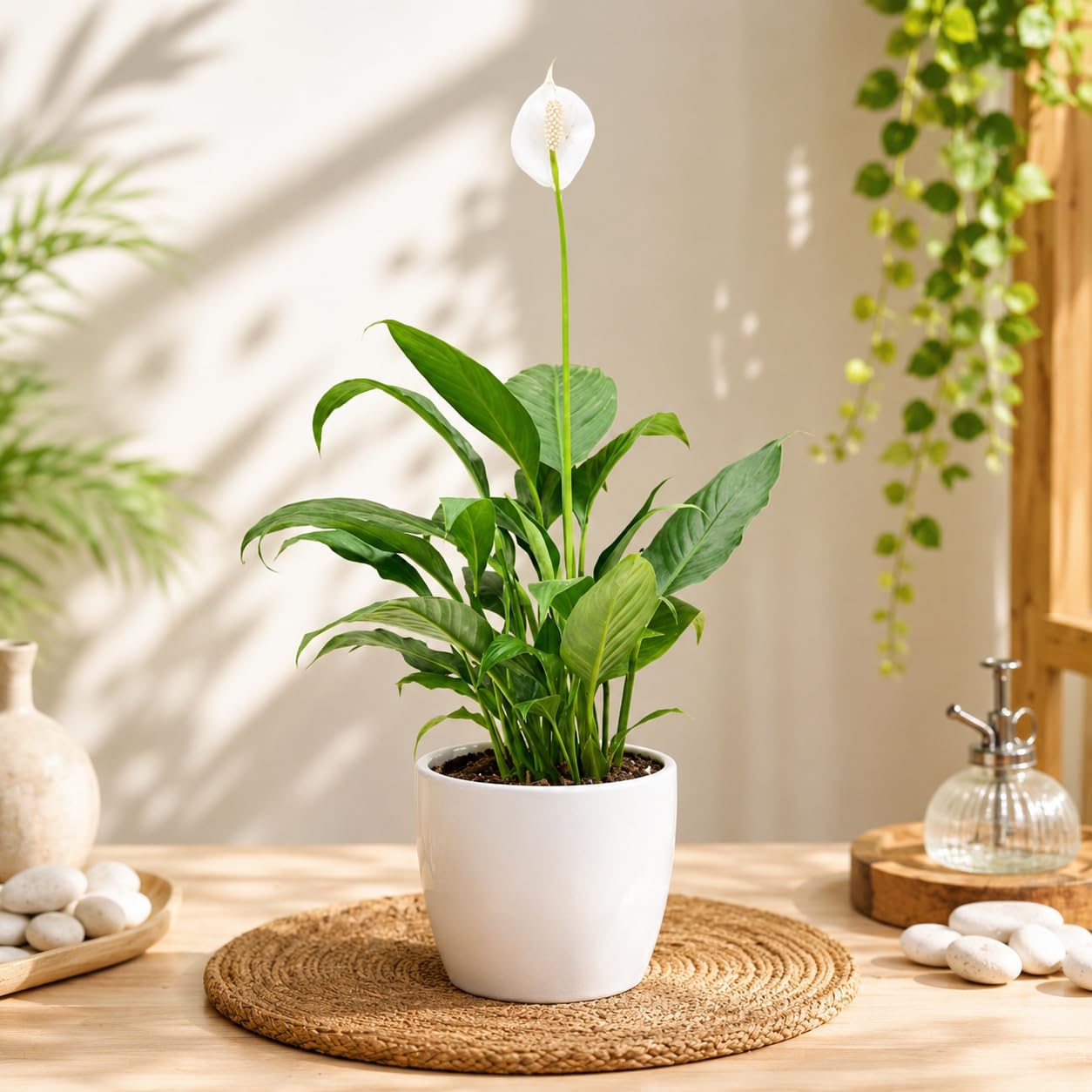 Peace Lily Premium Live Plant | Indoor Decorative House Plant | White Flower Spathiphyllum Air Cleaning Plant for Home Decoration, Bedroom & Office Cabin-image-22