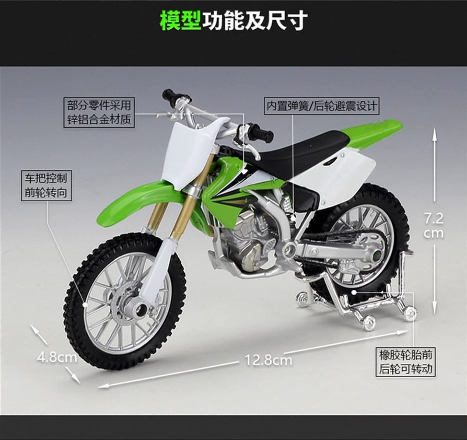 Réplique Maisto Moto Kawasaki KX250F échelle 1:18 - Modèle Détaillé Moulé Sous Pression - Pour Collection Ou Décoration