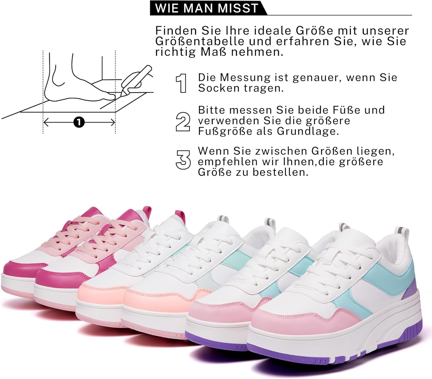 Roller Skate Shoes for Women Girls Detachable Wheeled 4-Wheels Fashion Sneakers Suitable for Beginners