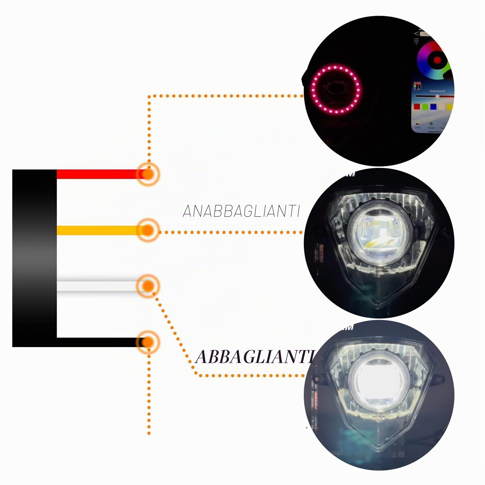 Spotlight Per Beta 50 125 250 300 Faro Anteriore Racing V6 Con Controllo APP Luce Angel Eye Pit Dirt Bike Faro Anteriore Fanale Anteriore(Set)