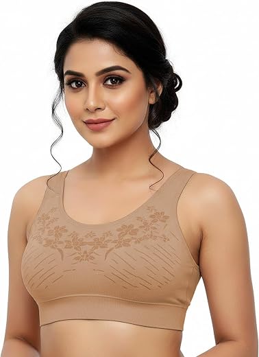 Fashiol Women's Plus Size Seamless Bra Full Coverage Padded Sports Bra Soft Stretch Wireless Support Light Support Innerwe...