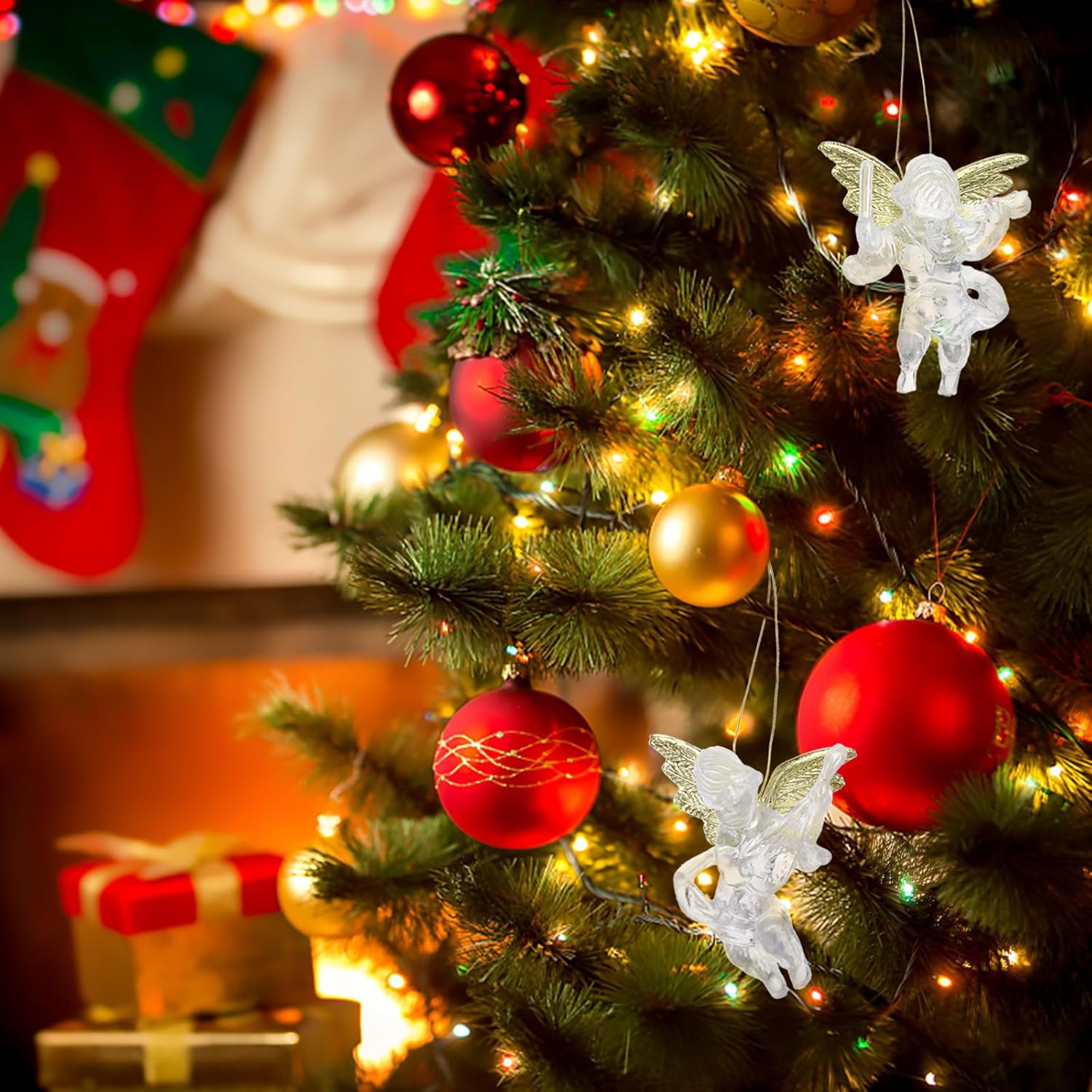 Amosfun 24pcs Christmas Hanging Angels Decorations Clear Angels Ornaments Christmas Tree Hanging Decorations Mini Figurine Seasonal Holiday Xmas Party Supplies Favors Goody Bags Fillers - Image 9