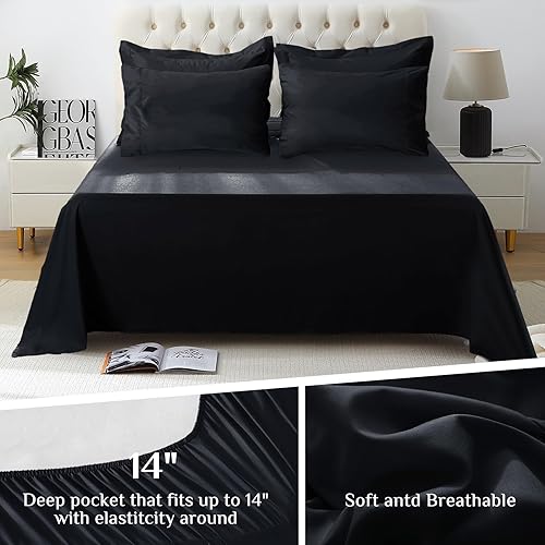 Miniatura 3 de JOLLYVOGUE Juego de edredón Queen  Cama negra en una bolsa QueenMatrimonial, 7 piezas ultra suave, alternativa al plumón de ganso, serie 1800