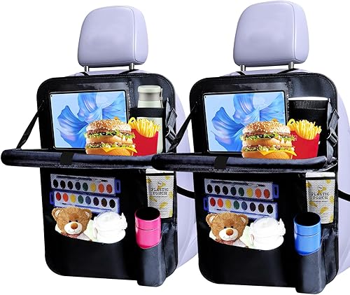 Organizador de coche para asiento trasero (paquete de 2), 9 bolsillos de almacenamiento, organizador de automóvil con soporte para tableta,