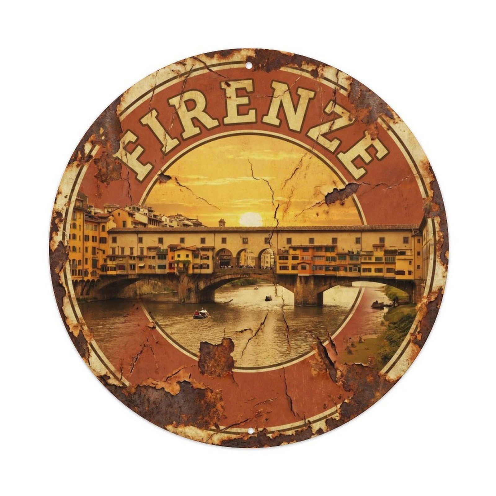 Vintage Travel Florence Ponte Vecchio 2 Metal Tin Sign Plaque