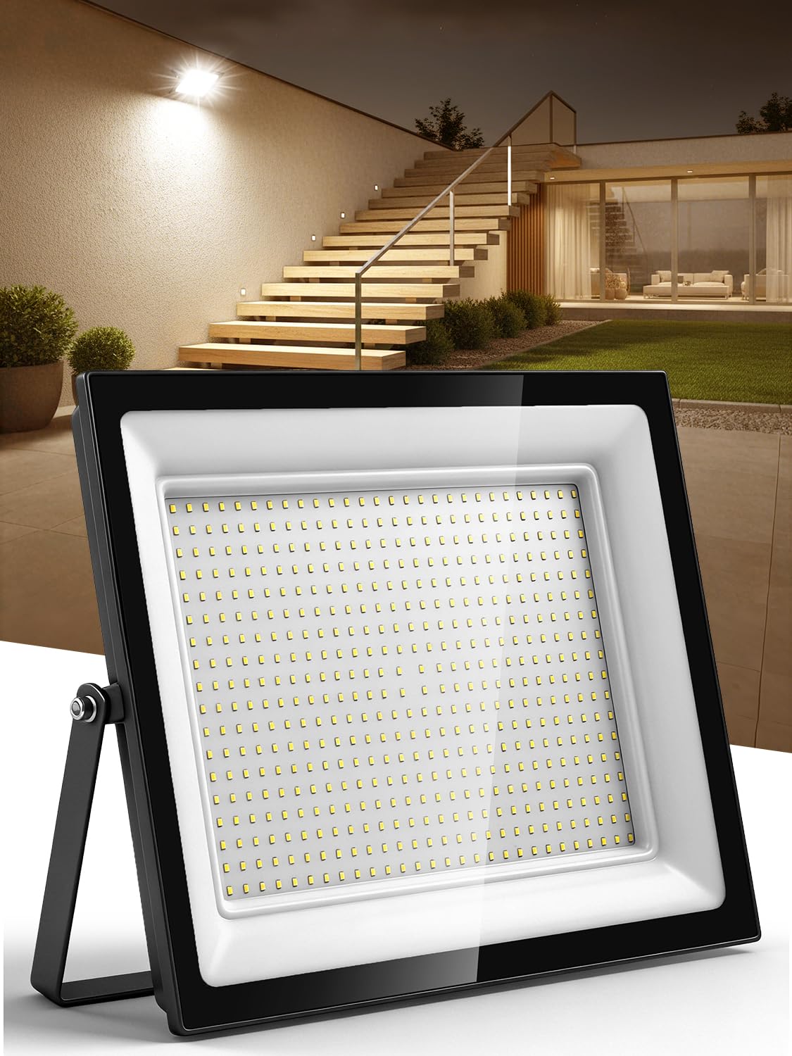 500W LED Strahler Außen, 3000K Warmweiß, Superheller 50000LM Aussenstrahler, IP66 Wasserdicht Scheinwerfer für Garten, Hof, Sportplatz, Garage