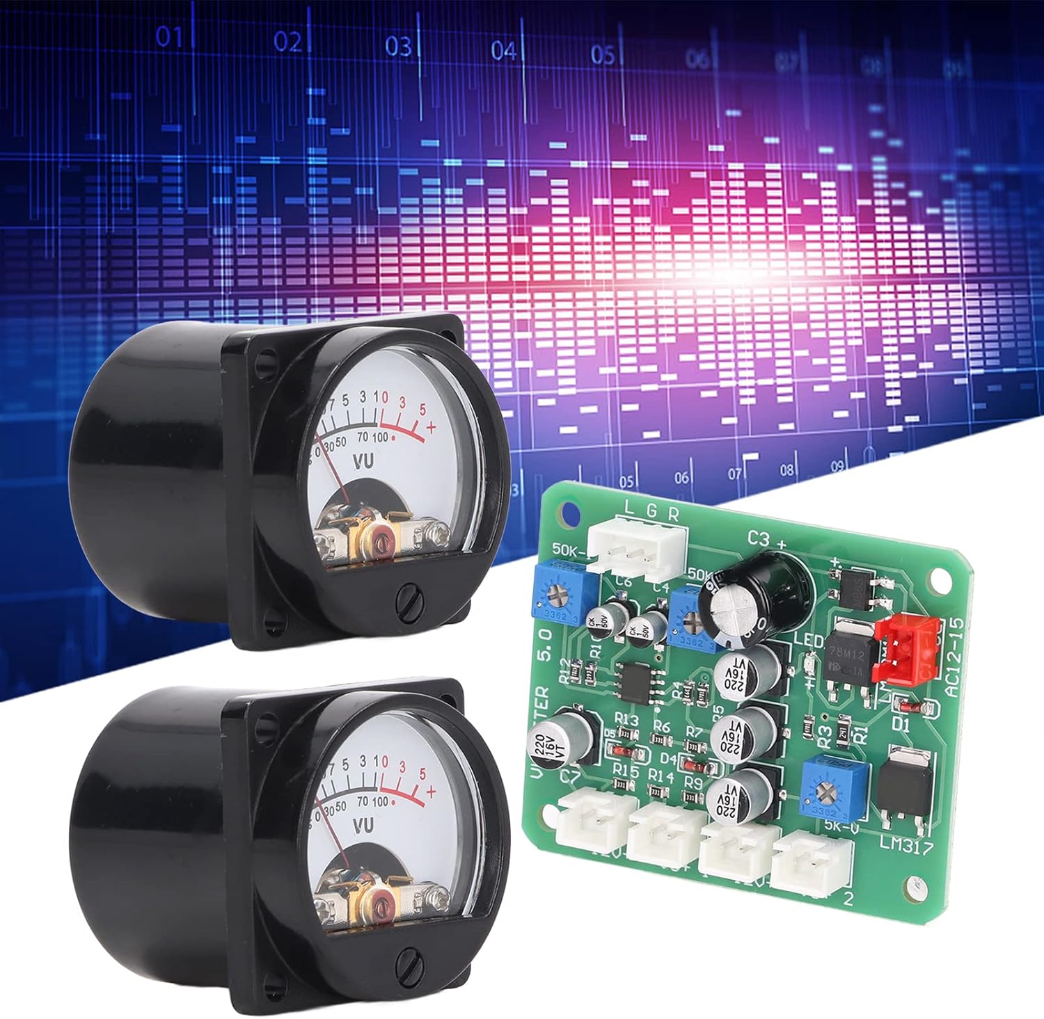 Hilitand VU Meter Panel Kit 2PCS VU Meter Warm Back Light Recording Audio Level Amp with Driver Board and Cable for Connect Source Devices