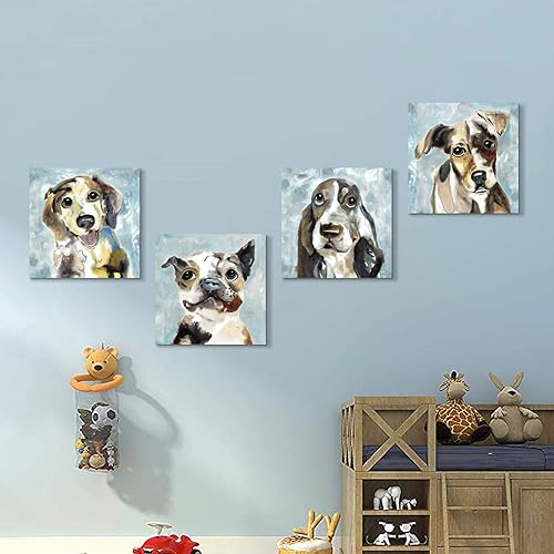 Miniatura 3 de Hardy Gallery Lienzo para mascotas, obra de arte de cachorro impresión abstracta de imagen de perro sobre lienzo para paredes de habitación de niños