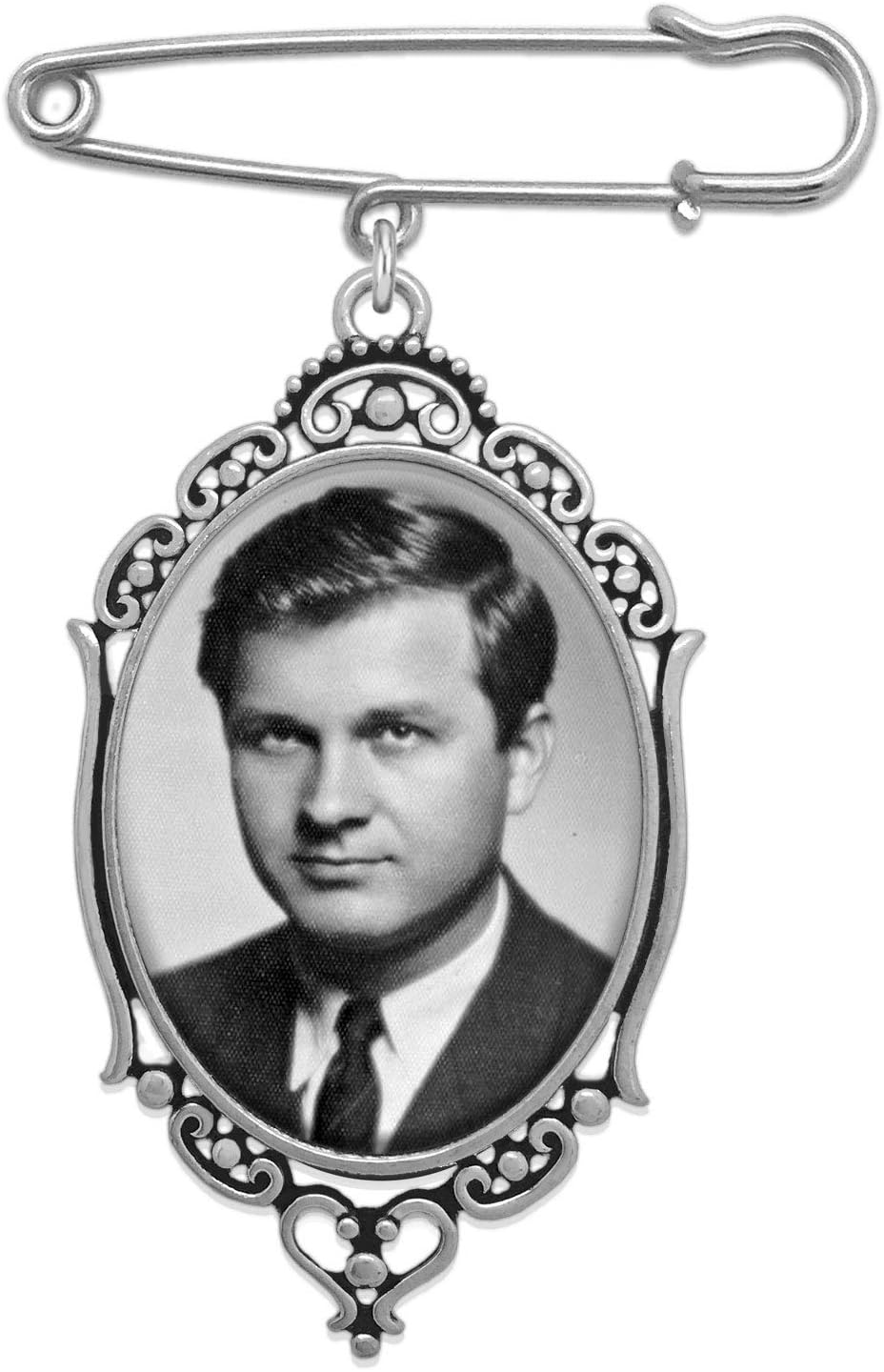 Photojewelrymaking Wedding Boutonniere Bouquet Charm Pin Large Size Oval Photo Charm Mother of The Bride Gift for Groom with Photo Resizing Software