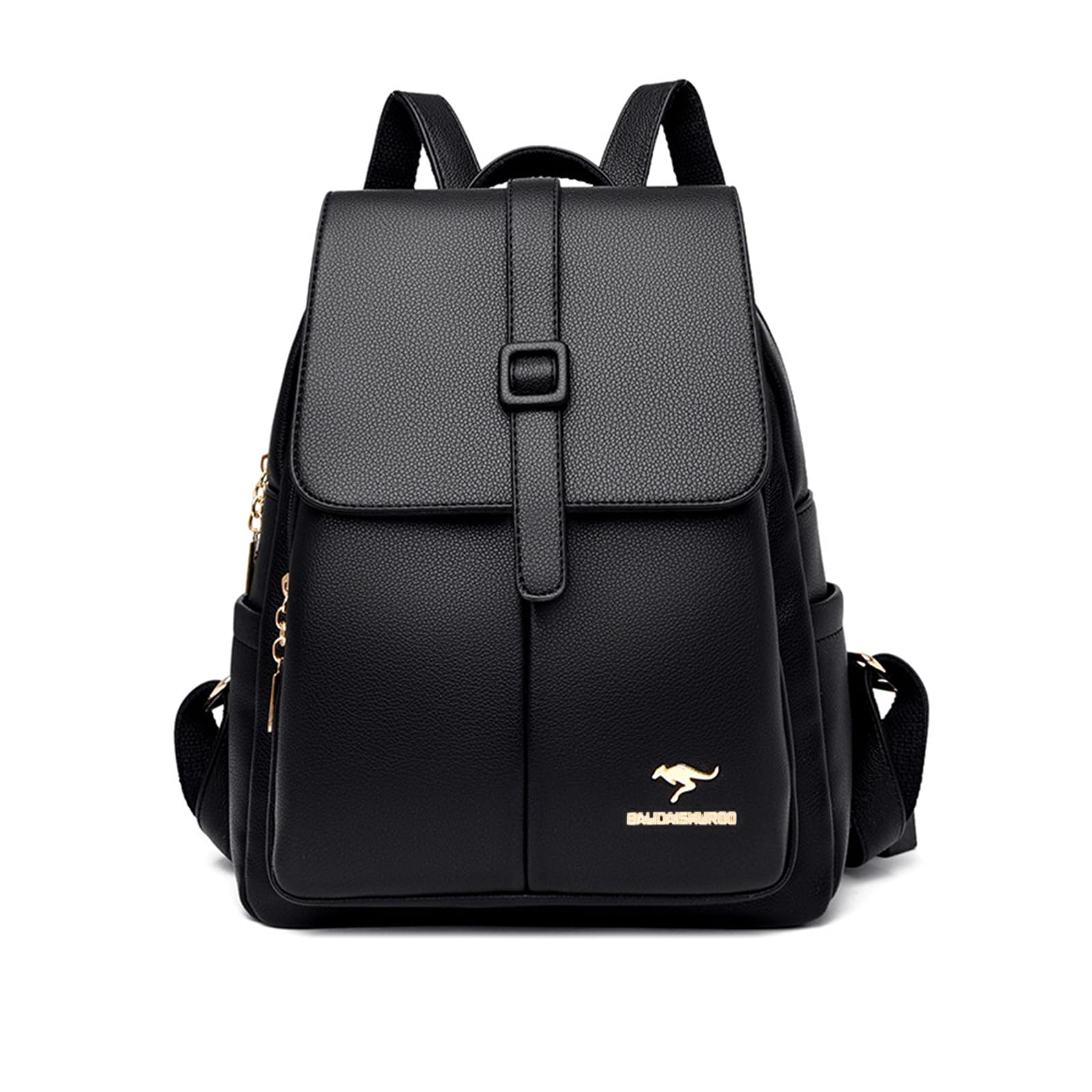 Nicole & Doris Women's Jet Black Fashion Daypacks Backpacks For Waterproof Rucksack Pu Leather Shoulder Bags Handbag Anti-Theft Mini Backpack School Bags Travel Backpack With Flap