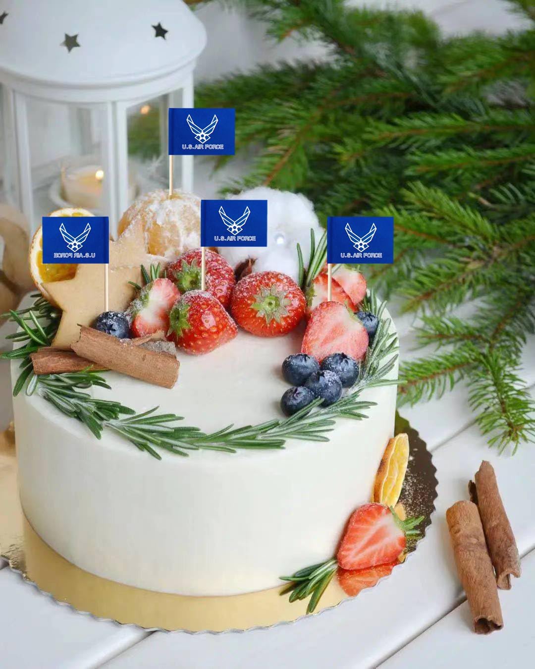 stidsds 100 Pcs American US Air Force Wings Flag Air Force Wings Toothpick Flags Mini Small USA Military Cupcake Toppers Stick Flags Banner Army Party Cocktail Fruit Decoration - Image 7