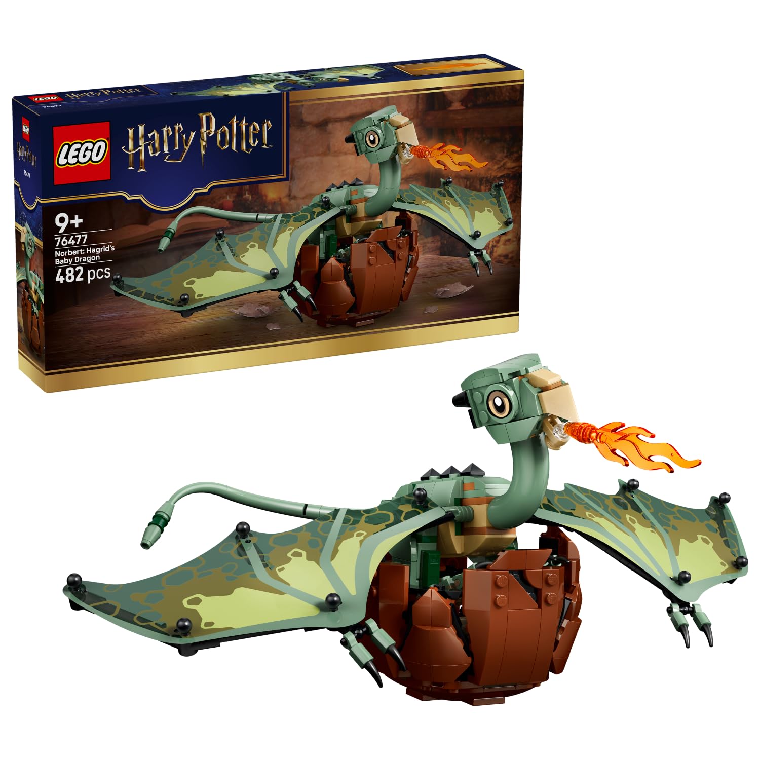 LEGO Harry Potter Norbert: Hagrid's Baby Dragon Toy - Posable Figure w/Foil Wings and Egg - Kids' Room Decor - Birthday Gift Idea for 9+ Year Old Girls, Boys & Fans - 76477