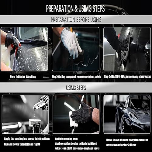 Miniatura 5 de 10H Nano revestimiento cerámico para automóviles, 1.7 fl oz (1.7 fl oz) de alto brillo, antiarañazos, SiO2, kit de revestimiento de cerámica para