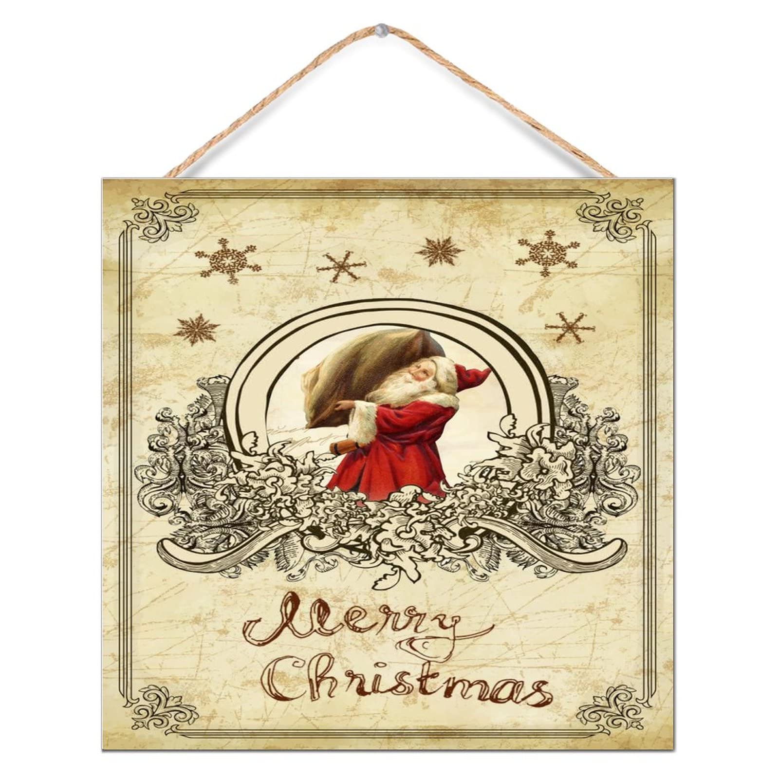 Panneau pin vieilli de qualité supérieure avec motif Père Noël rétro