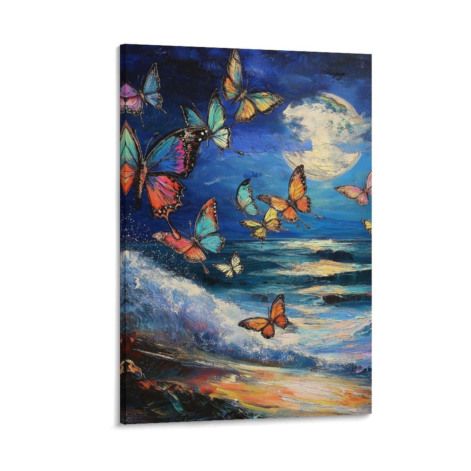 Impression sur toile avec papillon tableau moderne prete a suspendre 40x60