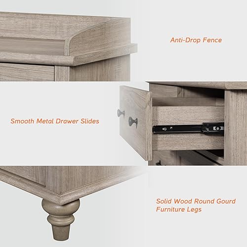 Miniatura 7 de WAMPAT Cómoda gris para dormitorio con 6 cajones, cómoda para niños con cómoda ancha, organizador de almacenamiento de armario de madera clara de