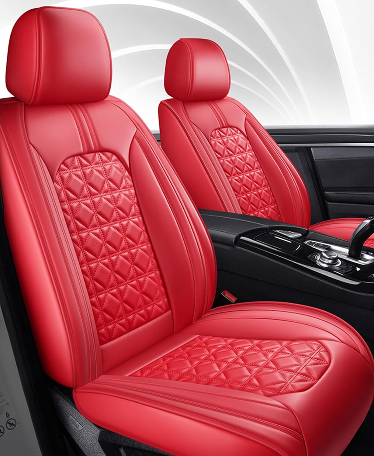 New Diamond Quilted Leather Car Seat Covers Full Set, Universal 5-Seat All | Luxury PU Leather Auto Seat Protectors, 360° Wrap Front & Rear Seat Covers for Cars SUVs Trucks,