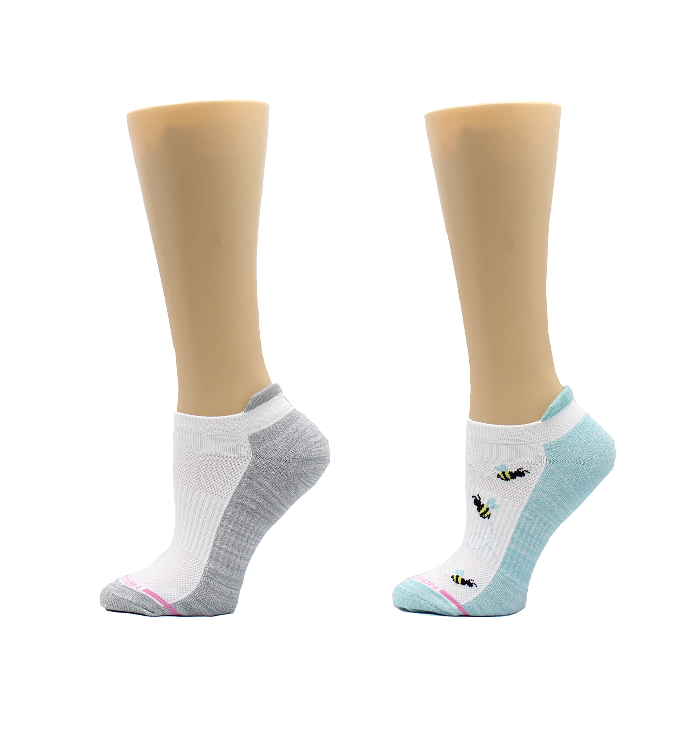 Dr. Motion Womens Ankle Socks 2 Pack, Low Cut Cushioned Compression Running Socks for Women, Arch Support, Seamless Toe